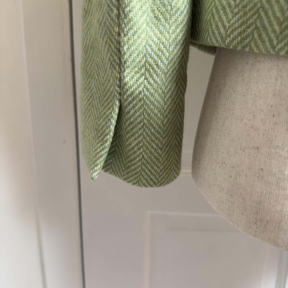 Vintage J.Crew Blazer Womens Small Green Herringbone Tweed Wool Robert Noble 00s - Picture 3 of 8